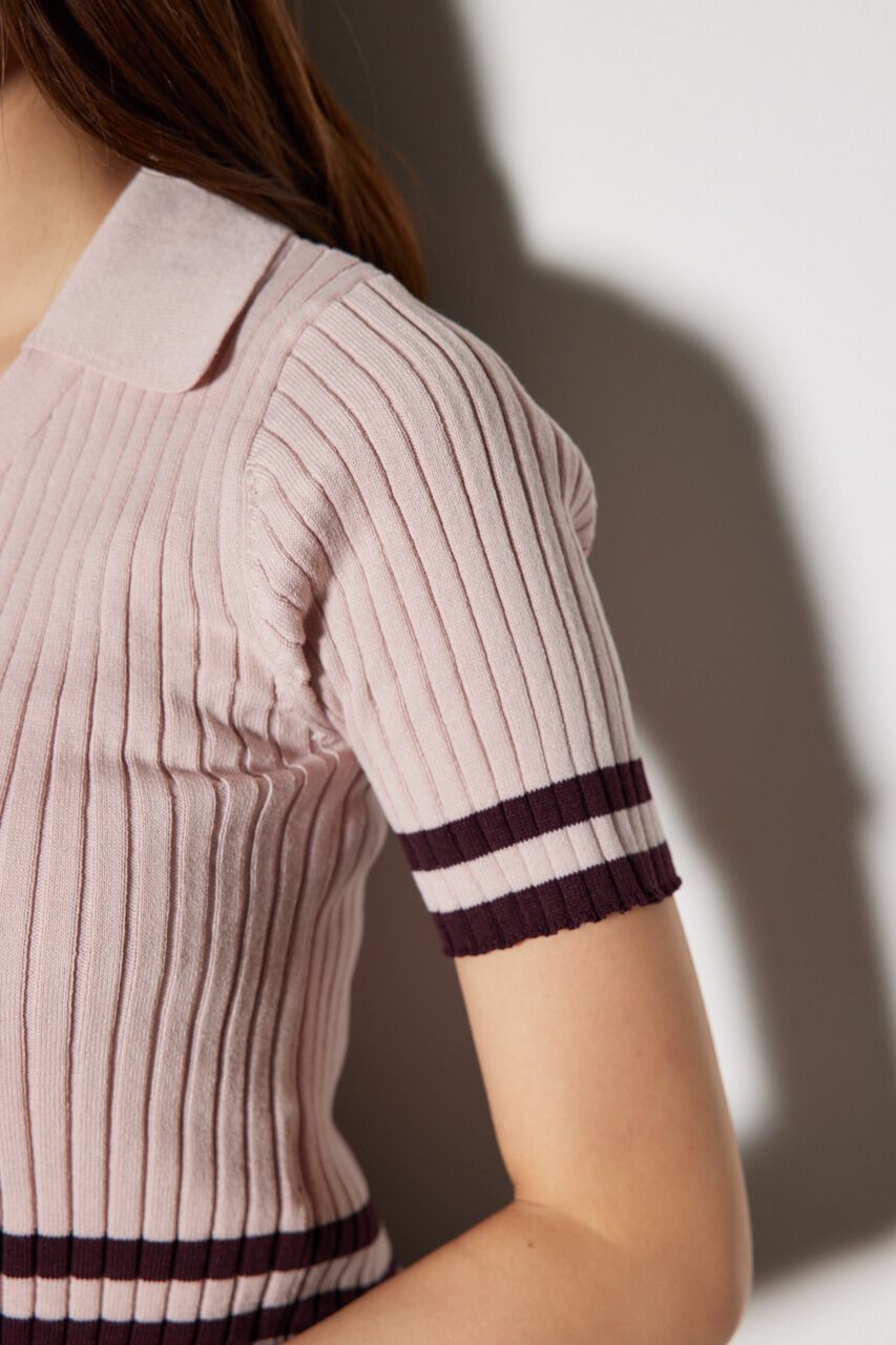 rienda「Ｖネックラインコンパクトニットトップス」|ニット・セーター|