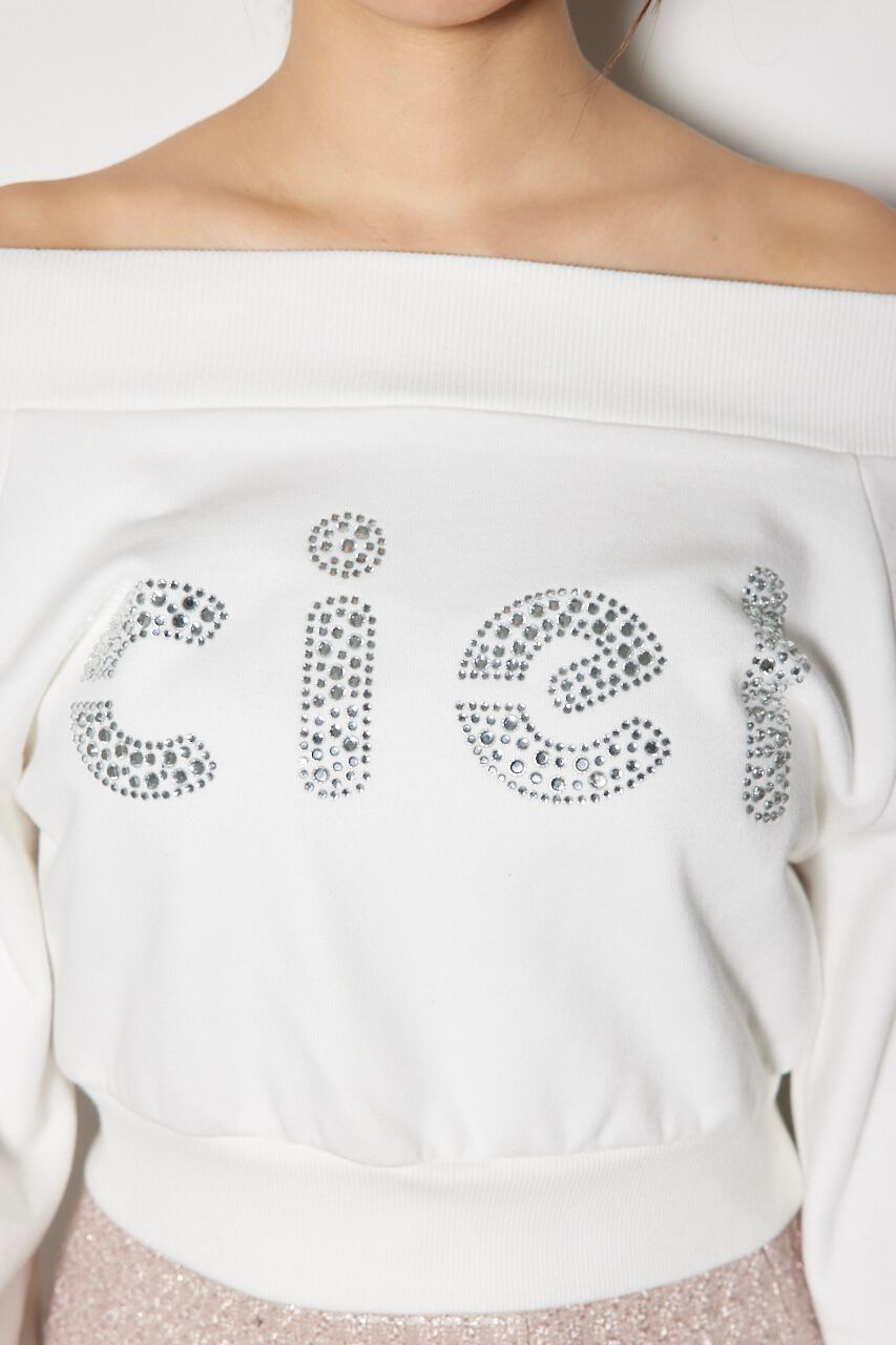 rienda「オフショルBIGロゴスウェットトップス」|Tシャツ・カットソー|