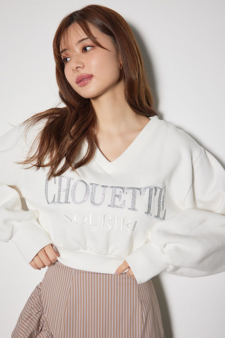 rienda「Vネックショートスウェットトップス」|Tシャツ・カットソー|