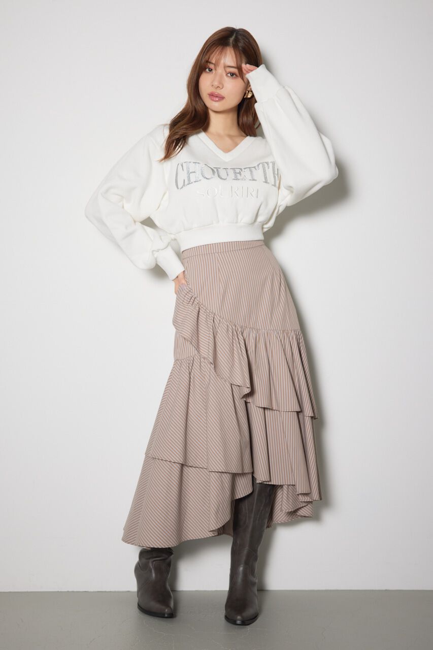 rienda「Vネックショートスウェットトップス」|Tシャツ・カットソー|