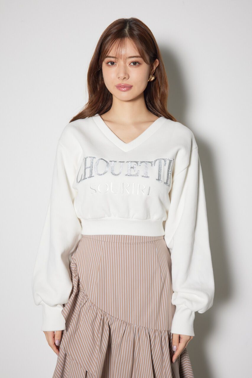 rienda「Vネックショートスウェットトップス」|Tシャツ・カットソー|