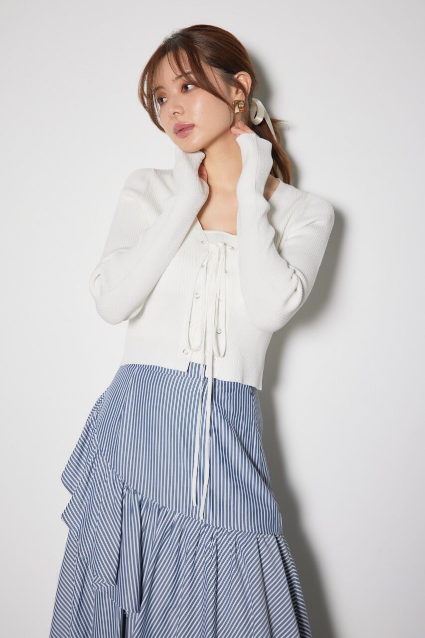rienda「レースアップリブニットトップス」|ニット・セーター|