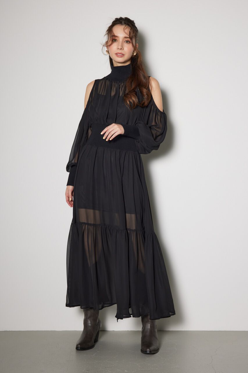 rienda「knitコンビスリットフレアワンピース」|ワンピース|