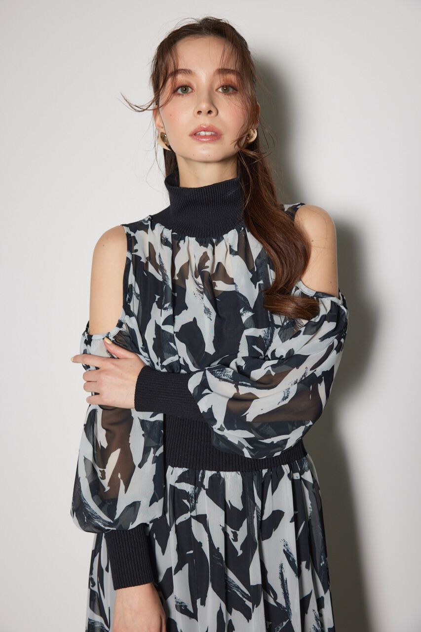 rienda「knitコンビスリットフレアワンピース」|ワンピース|