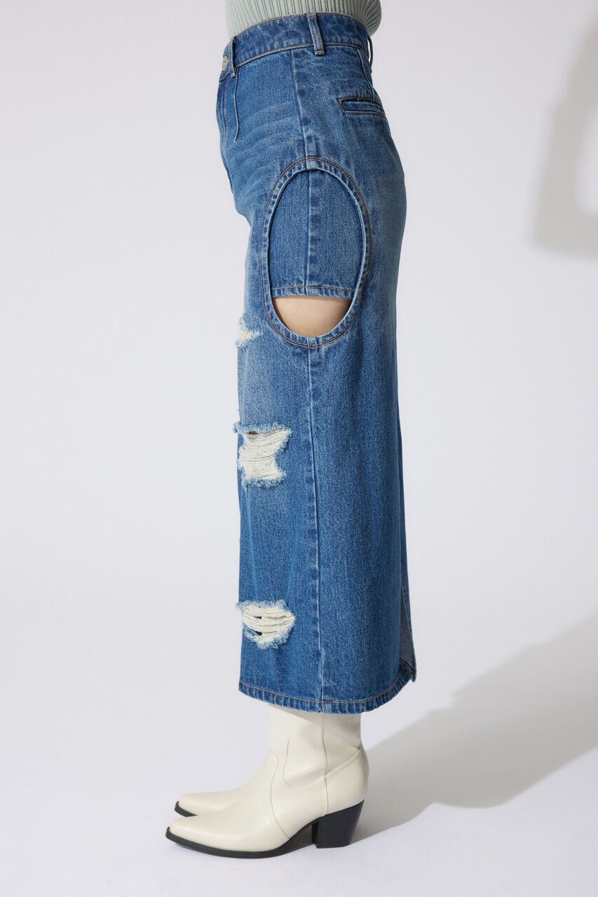 rienda「サイドオープンレイヤードデニムスカート」|スカート|