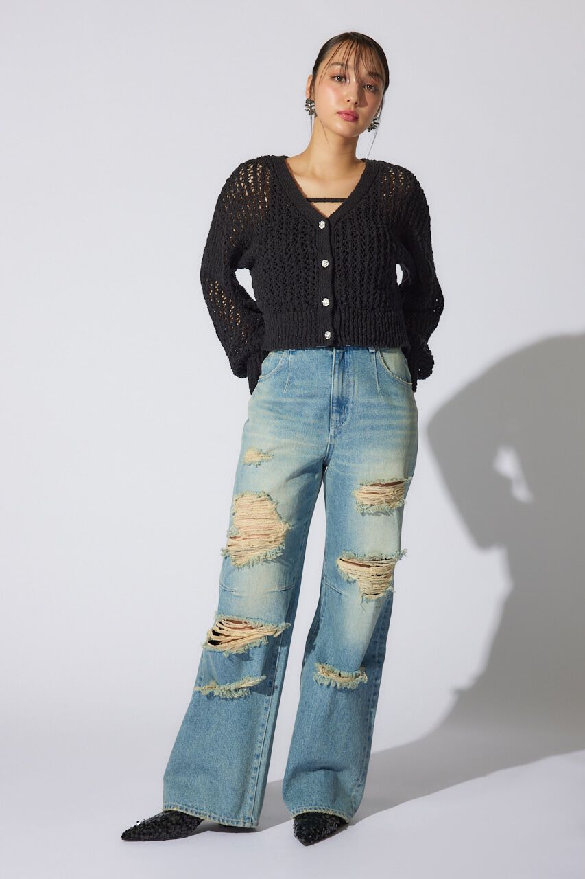 rienda「ビジューニットカーディガン」|カーディガン|