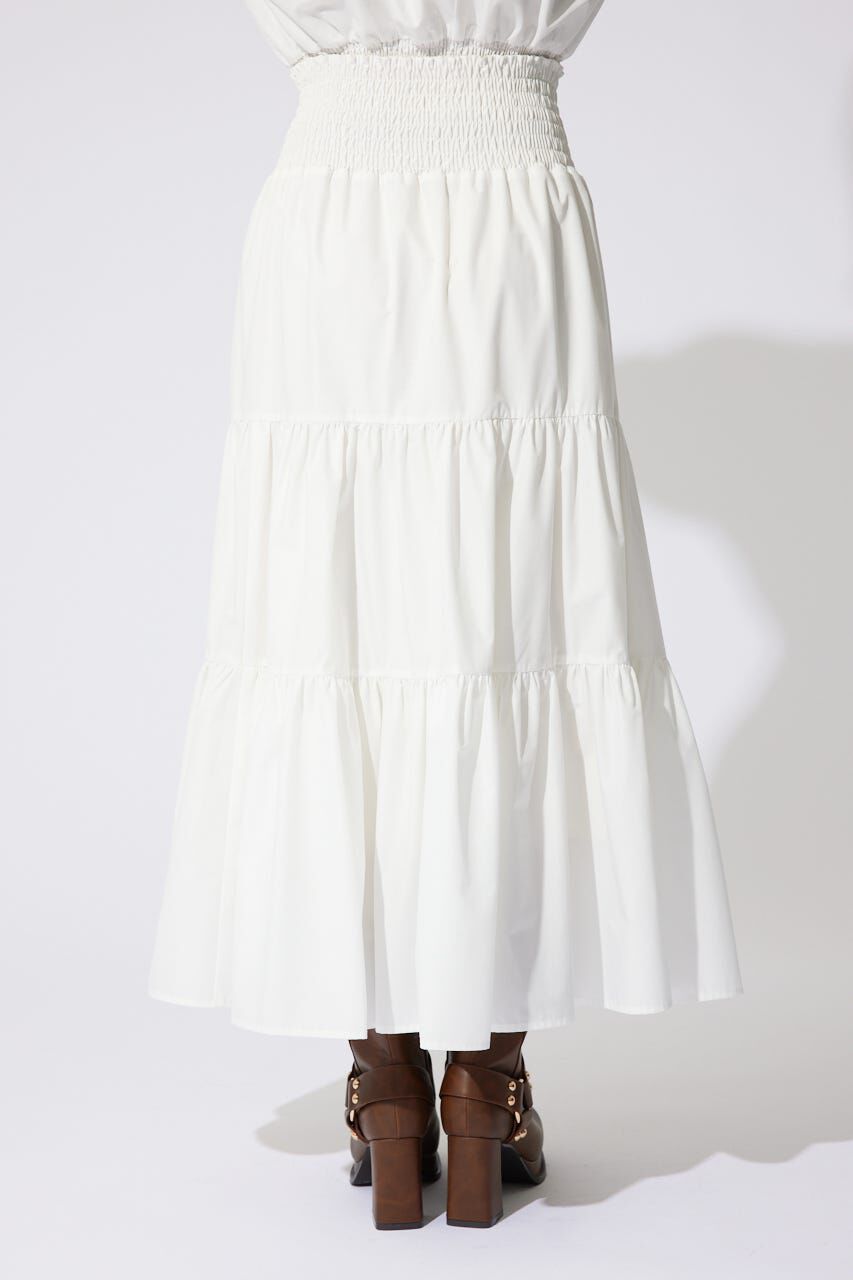 rienda「センターボタンデザインティアードフレアスカート」|スカート|