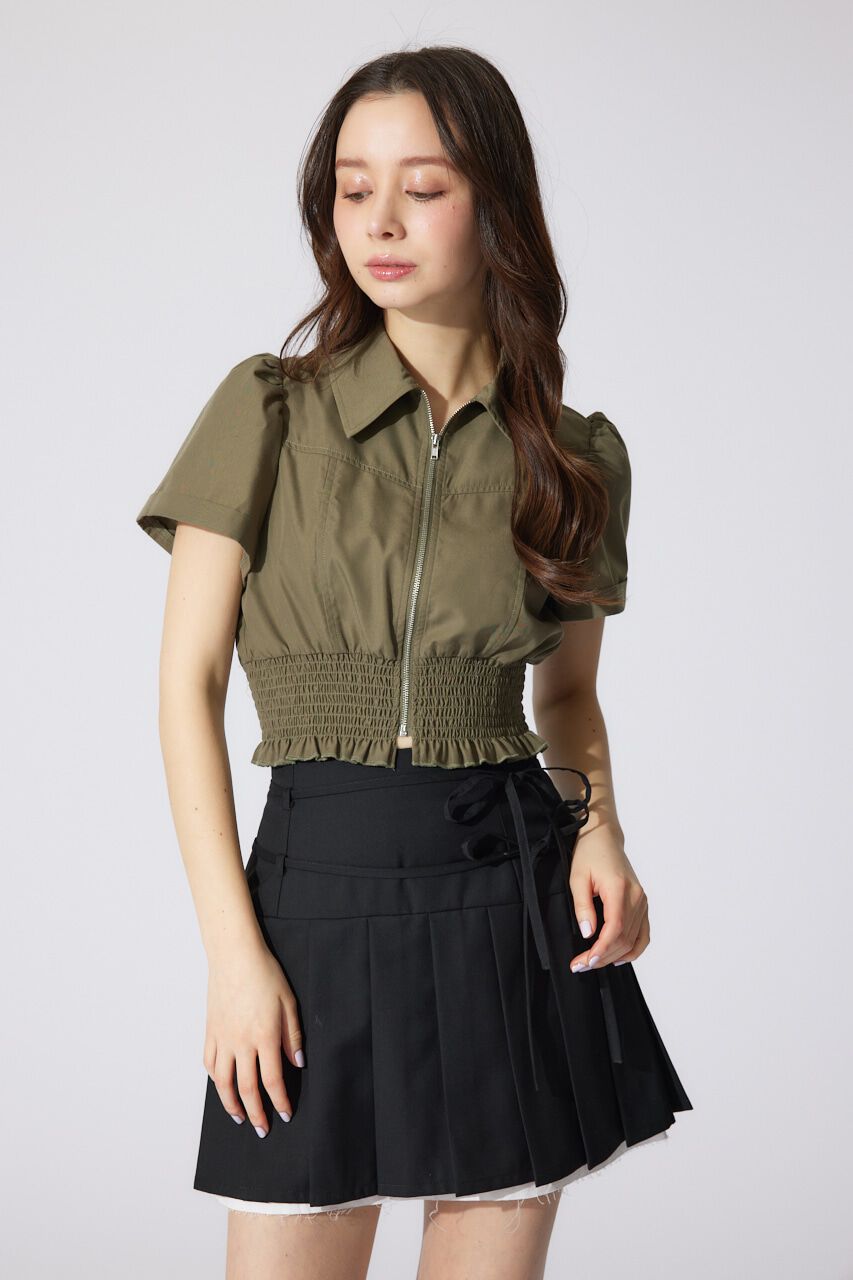 rienda「ウエストシャーリングZIPブラウス」|シャツ・ブラウス|