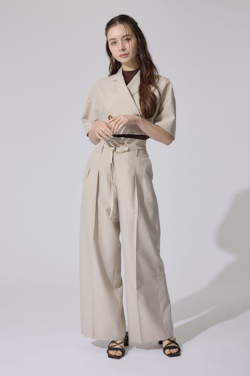 rienda「リネンライククロップドハーフスリーブジャケット」|その他|