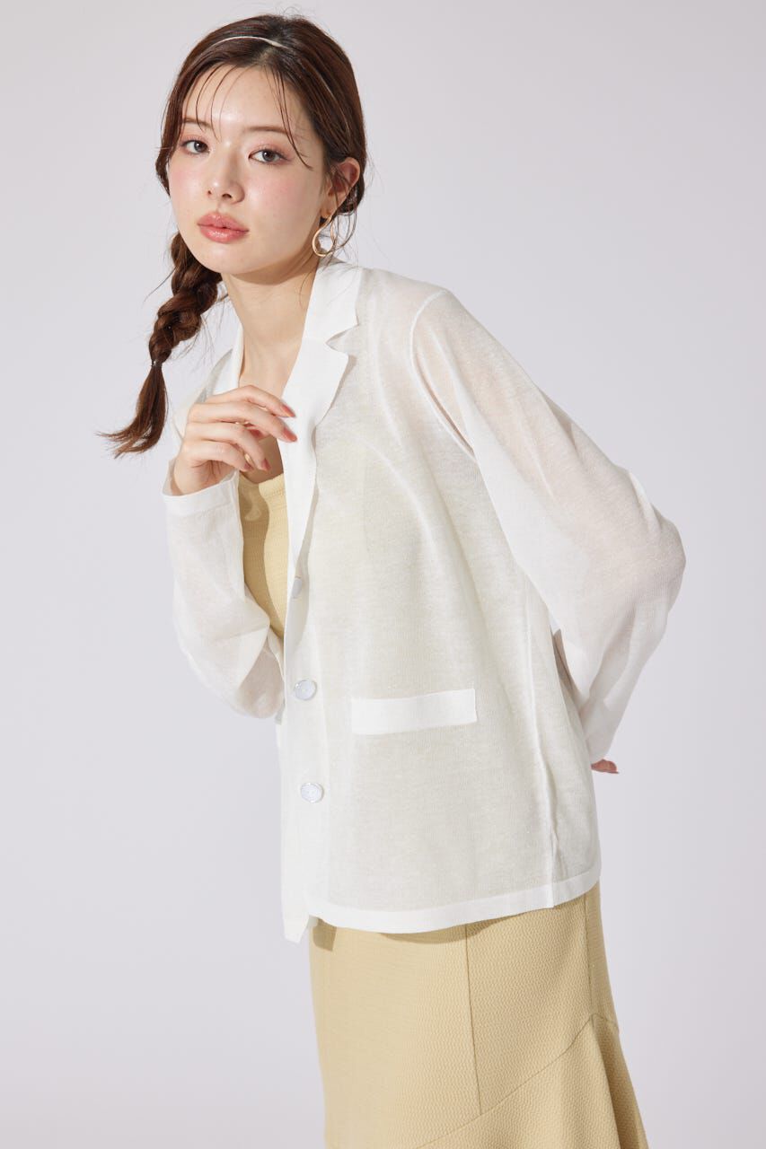 rienda「テーラーカラーシアーニットカーディガン」|カーディガン|