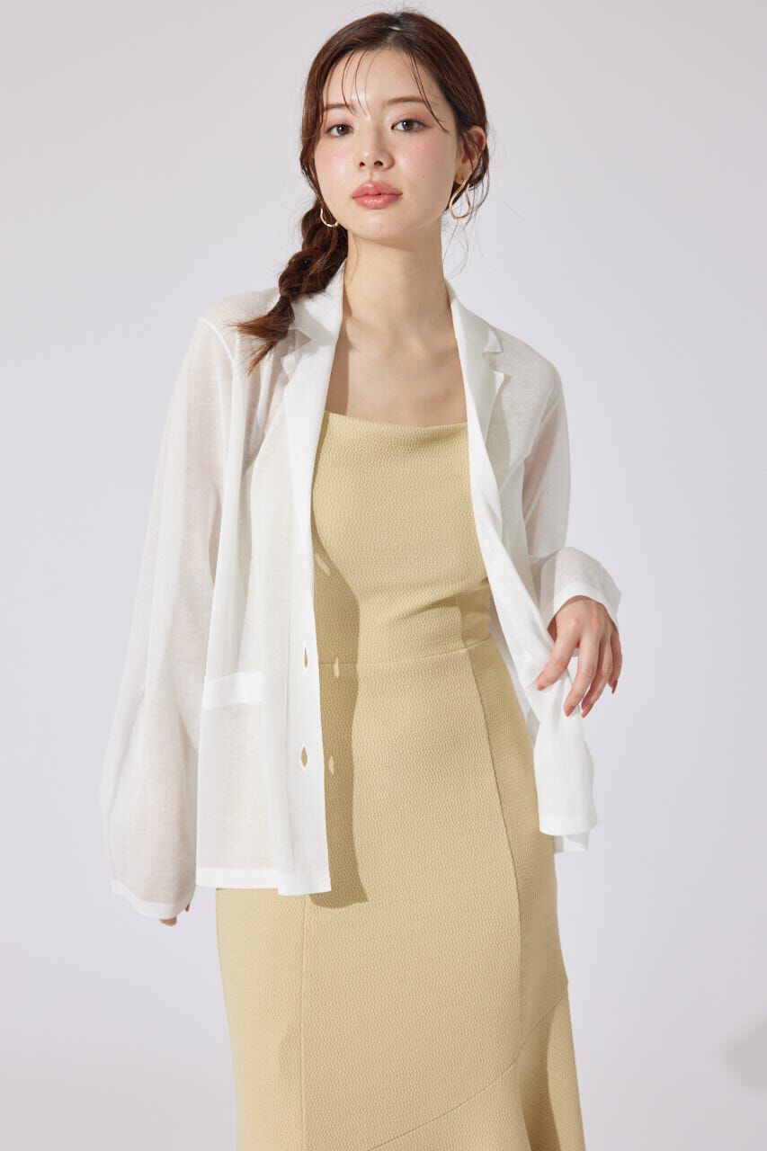 rienda「テーラーカラーシアーニットカーディガン」|カーディガン|