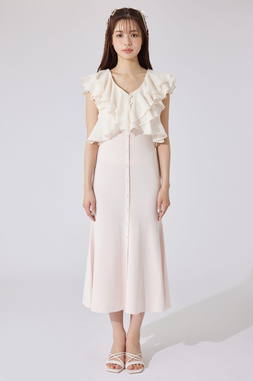 rienda「フリルブラウスセットニットマーメイドワンピース」|ワンピース|
