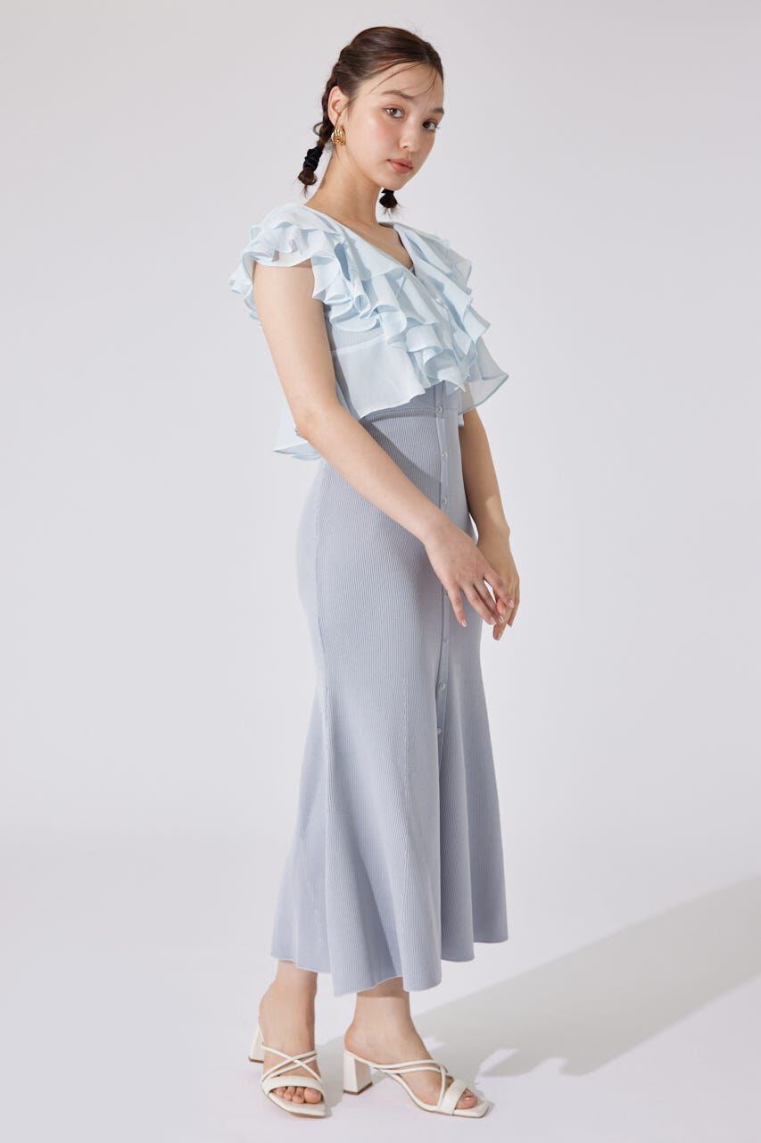 rienda「フリルブラウスセットニットマーメイドワンピース」|ワンピース|