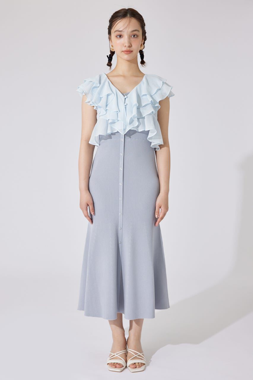 rienda「フリルブラウスセットニットマーメイドワンピース」|ワンピース|