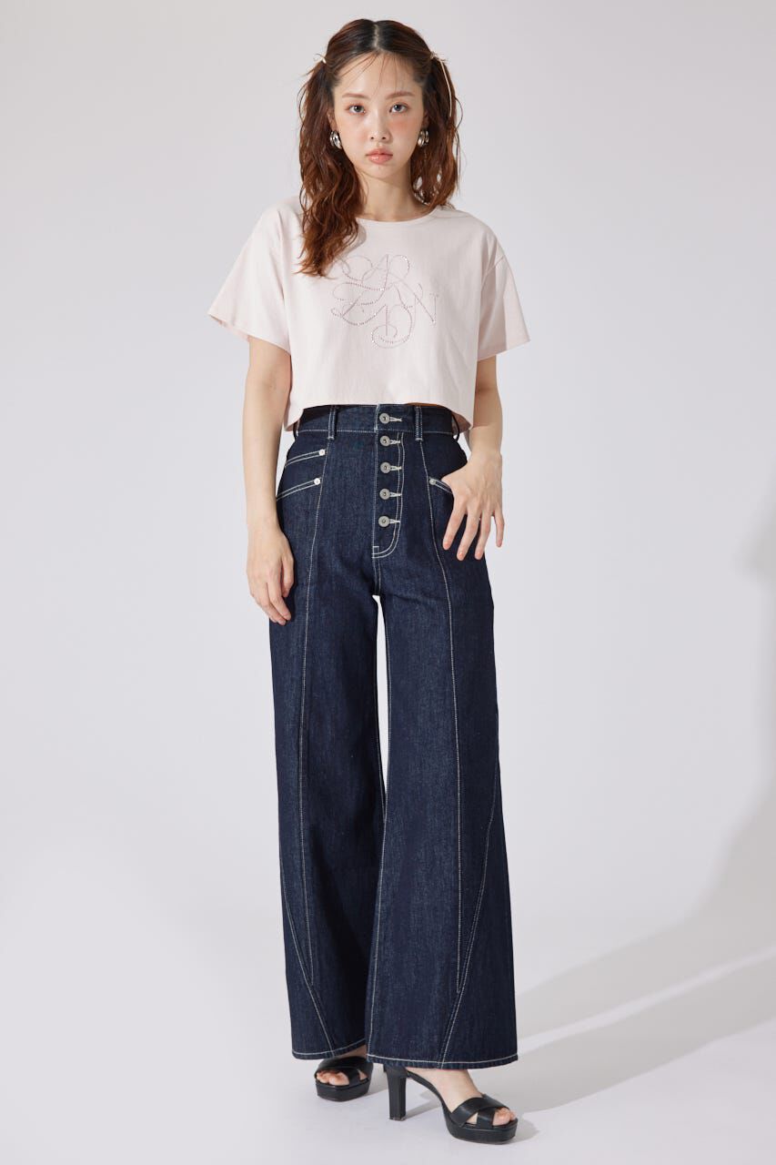 rienda「ラインストーンロゴTシャツ」|Tシャツ・カットソー|