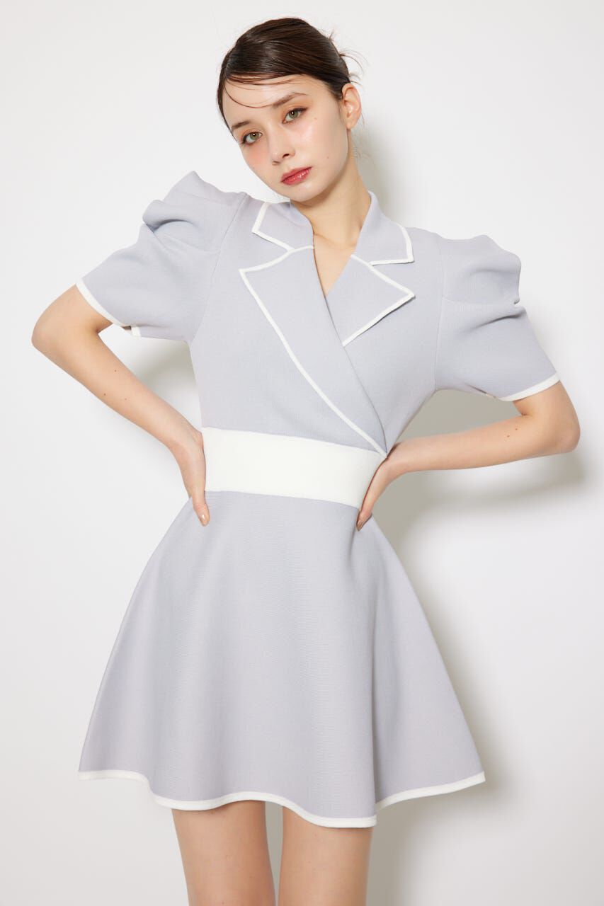 rienda「テーラードカラーミニフレアニットワンピース」|ワンピース|