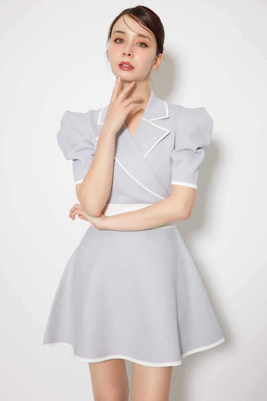 rienda「テーラードカラーミニフレアニットワンピース」|ワンピース|