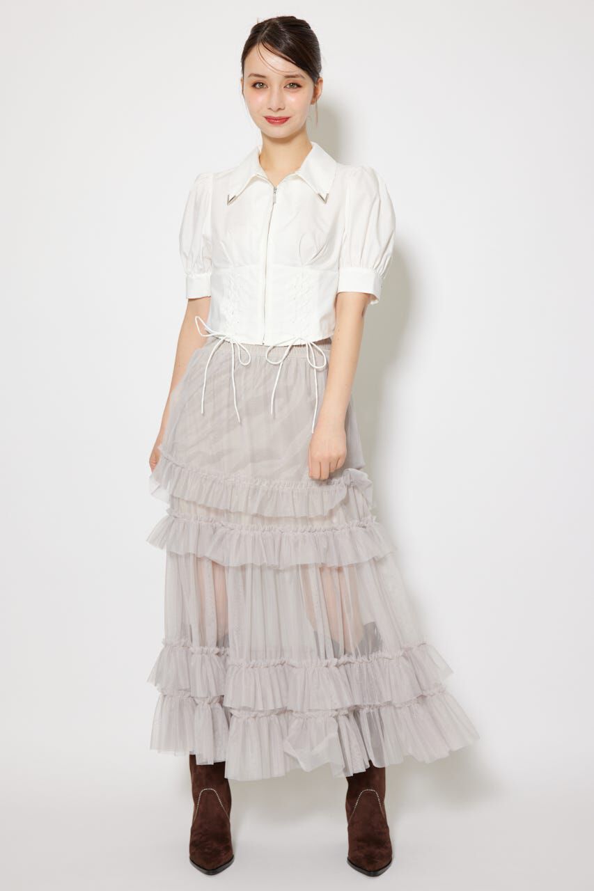 rienda「コンパクトレースアップブラウス」|シャツ・ブラウス|