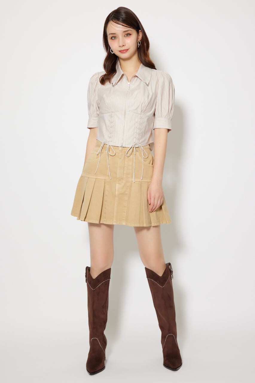 rienda「コンパクトレースアップブラウス」|シャツ・ブラウス|