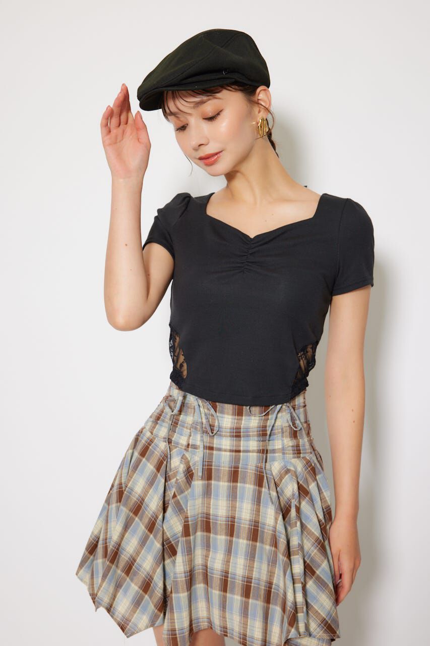 rienda「レースカッティングタイトトップス」|Tシャツ・カットソー|