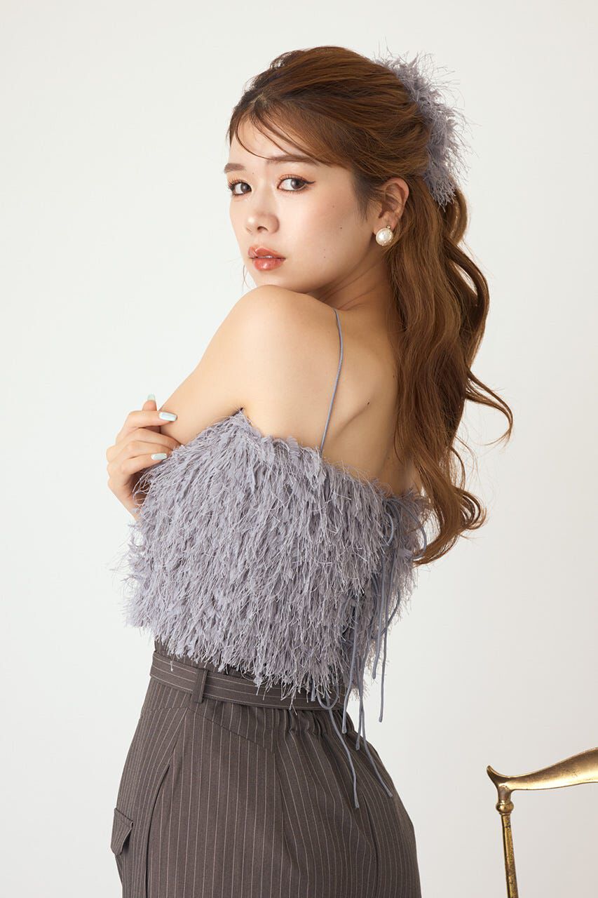 rienda「フェイクシアーフェザービスチェ」|キャミソール|GRY