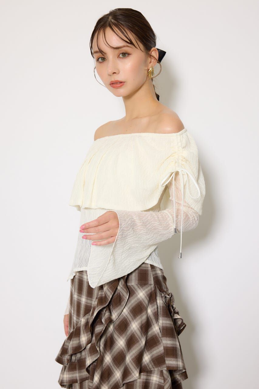 rienda「シアーレースオフショルトップス」|Tシャツ・カットソー|