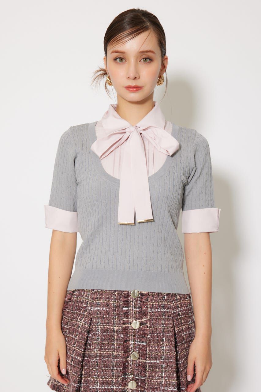 rienda「シャツドッキングハーフスリーブトップス」|ニット・セーター|