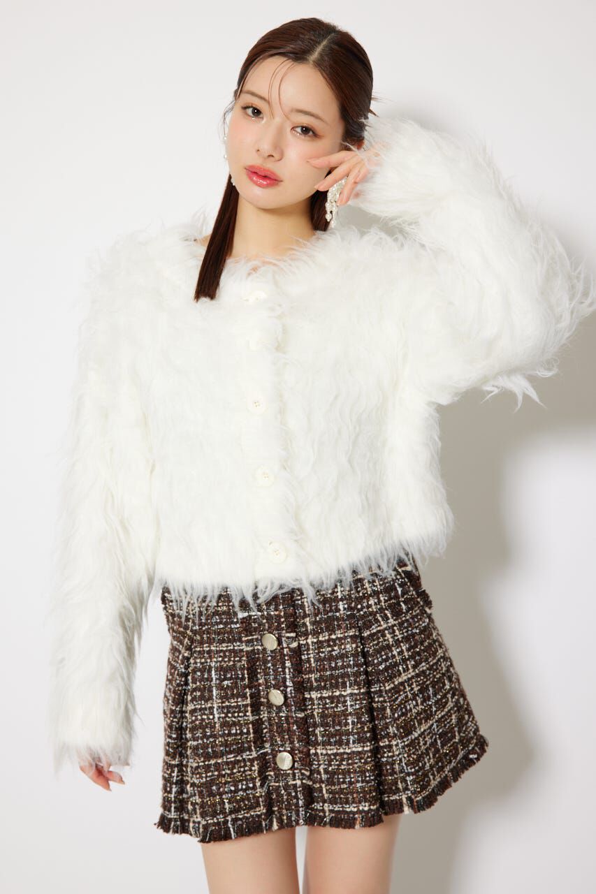 rienda「2WAYロングシャギーショートニットカーディガン」|カーディガン|