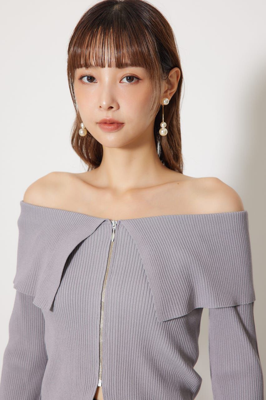 rienda「フロントZIPリブニットトップス」|ニット・セーター|