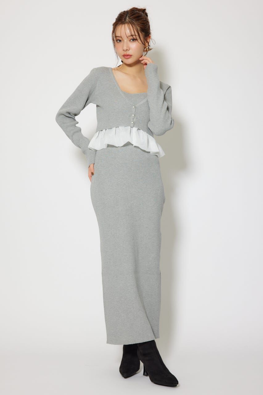 rienda「ペプラムカーデセットキャミワンピース」|ワンピース|GRY