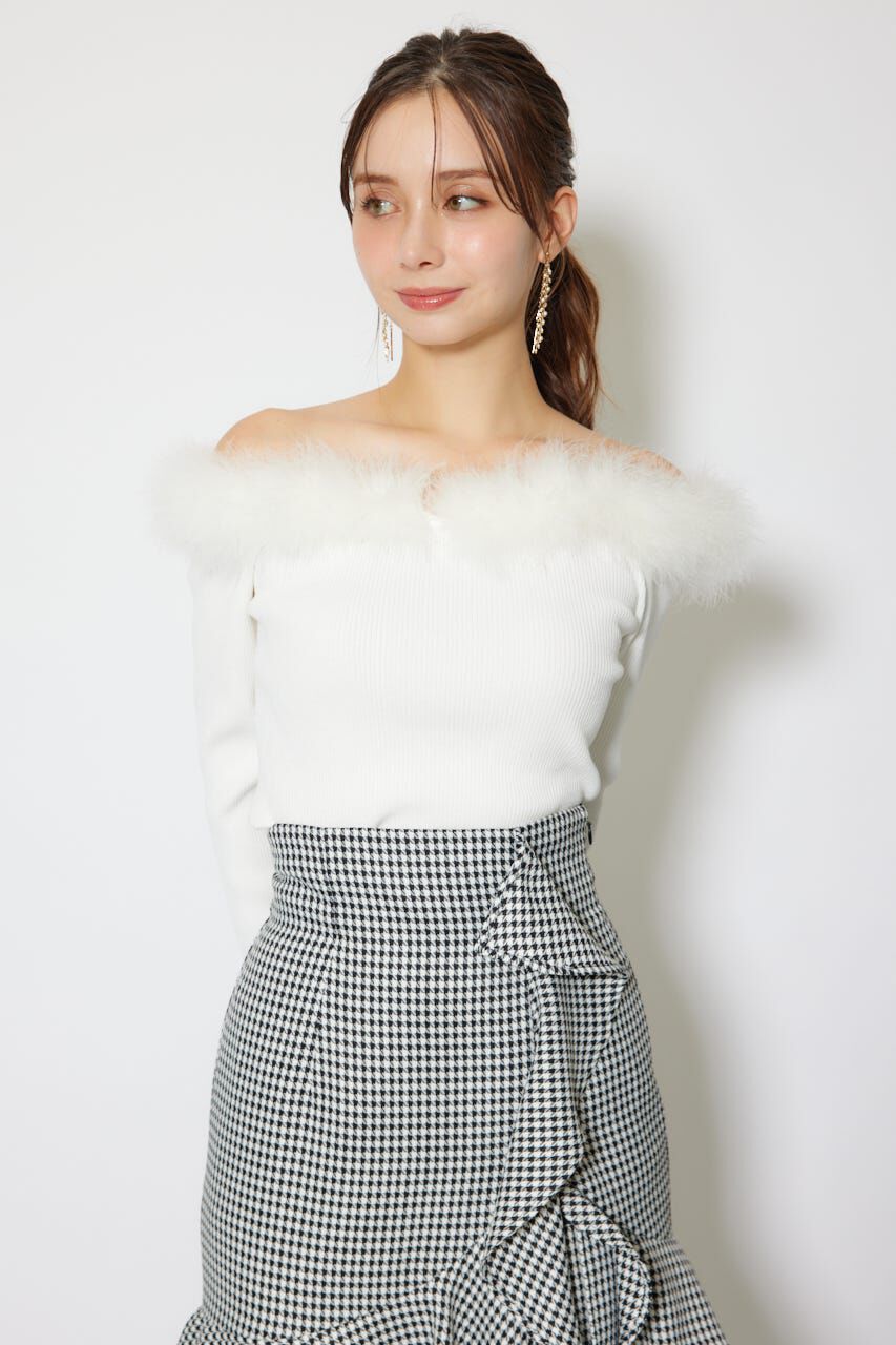 rienda「many wayフェザーオフショルニットトップス」|ニット・セーター|