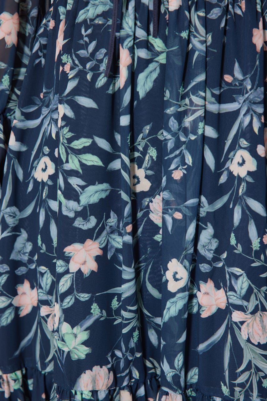 rienda「レースアップフラワーパターンフレアワンピース」|ワンピース|