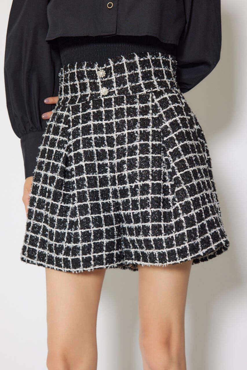 rienda「デザインウエストツイードショートパンツ」|その他|BLK