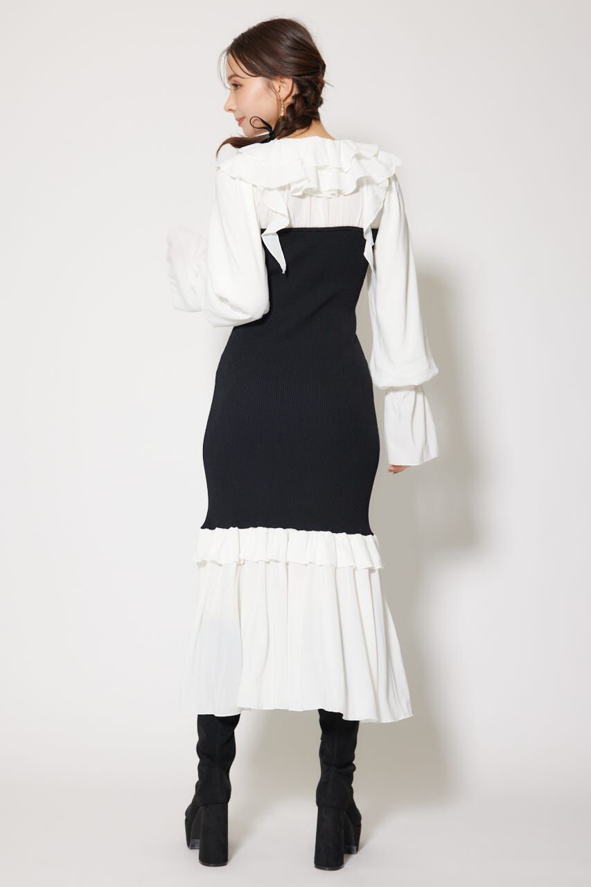 rienda「ダブルフリルコンビニットワンピース」|ワンピース|