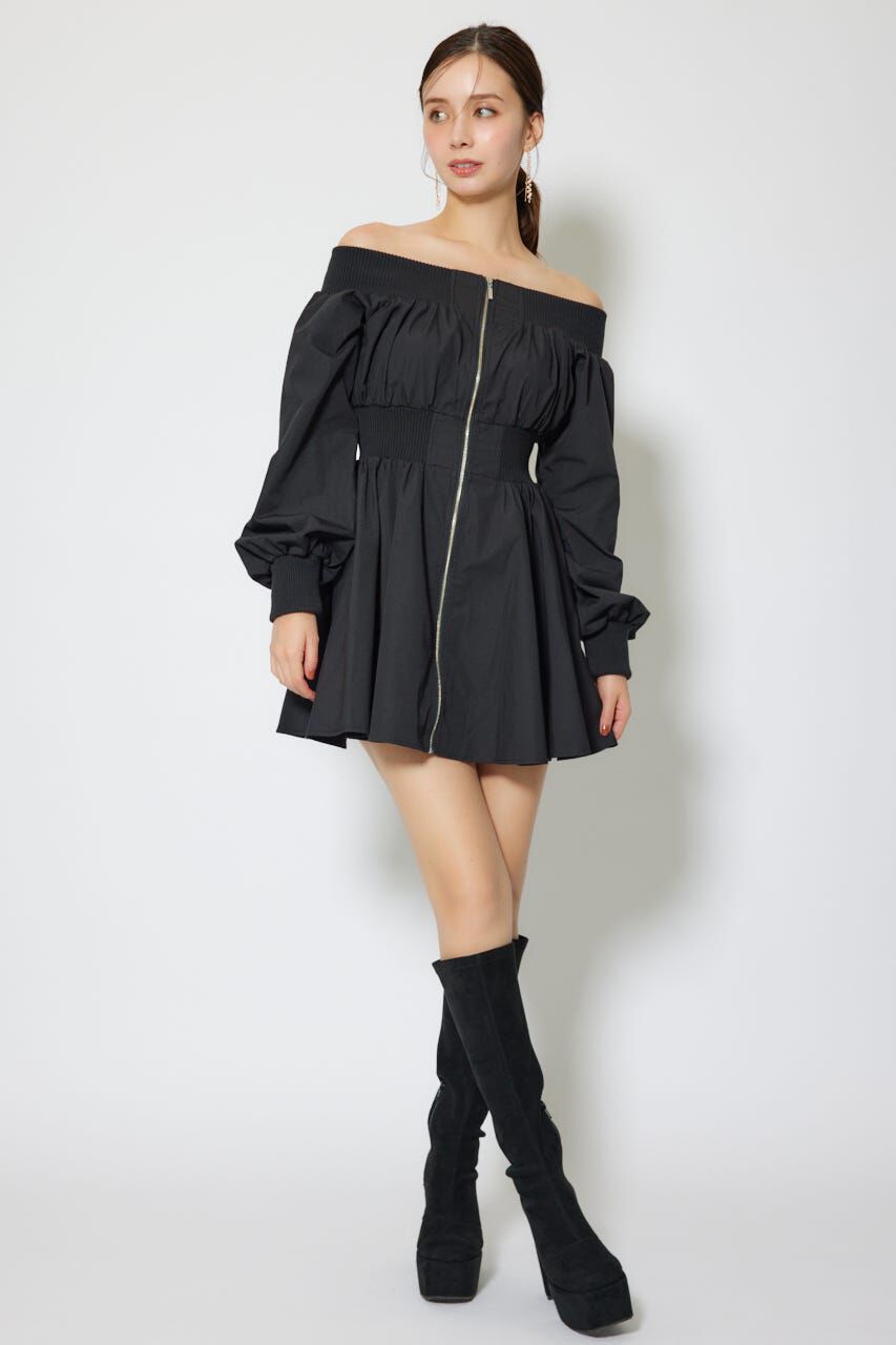 rienda「MA-1オフショルロングスリーブミニワンピース」|ワンピース|