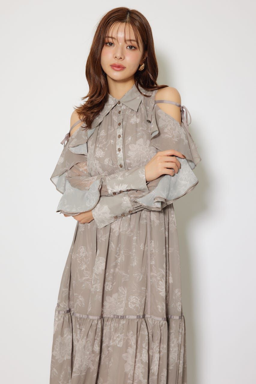 rienda「フリルスリーブニットドッキングワンピ」|ワンピース|