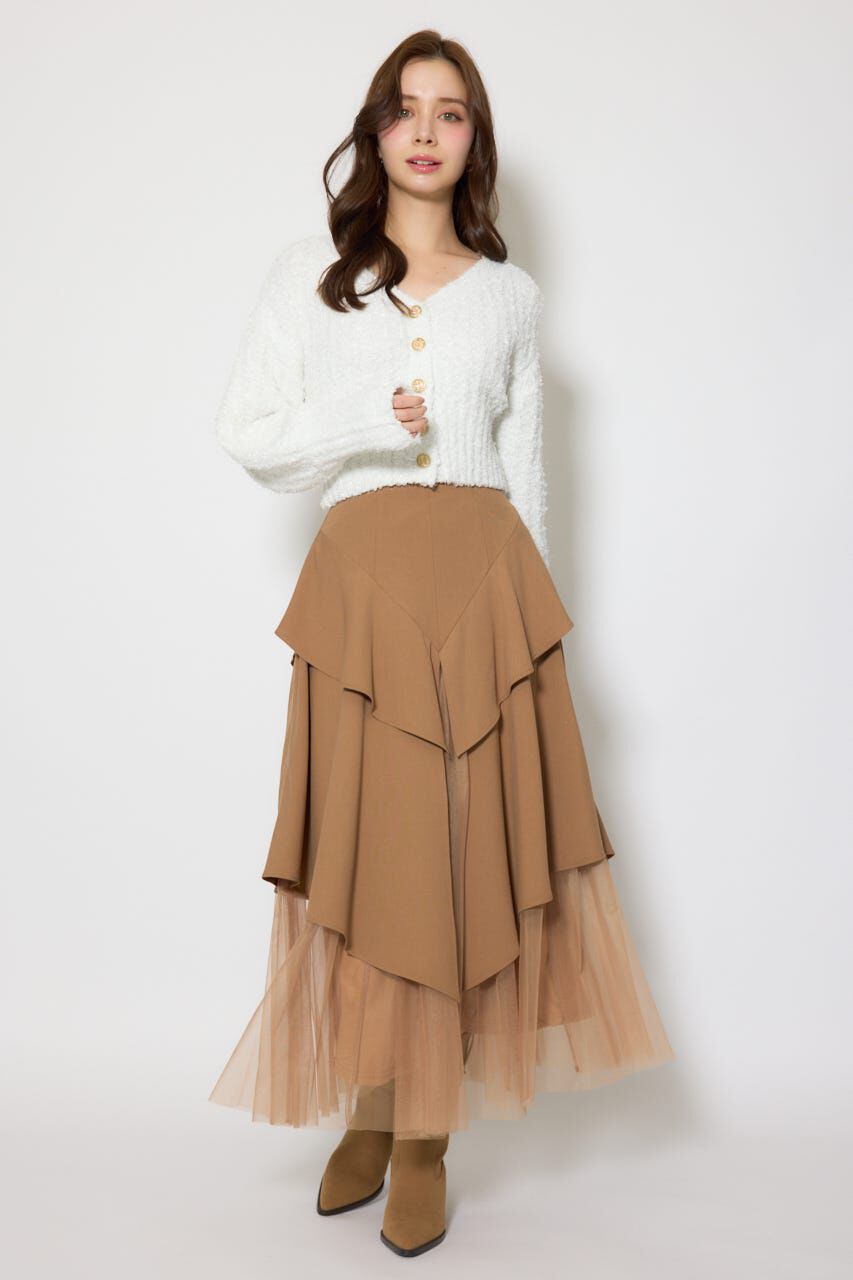 rienda「デザインボタンオフショルニットカーディガントップス」|ニット・セーター|