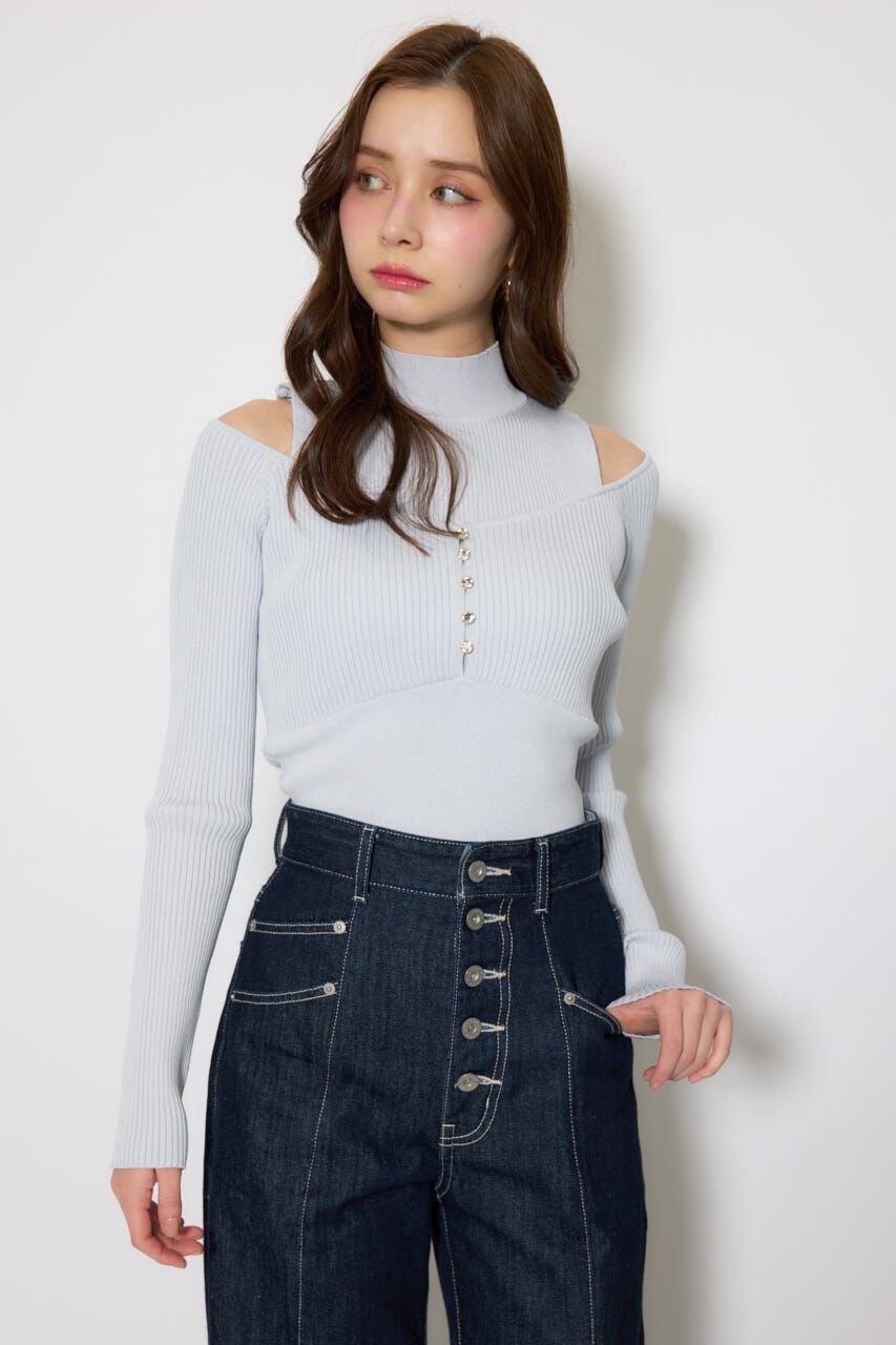 rienda「レイヤードニットトップス」|ニット・セーター|L/BLU1