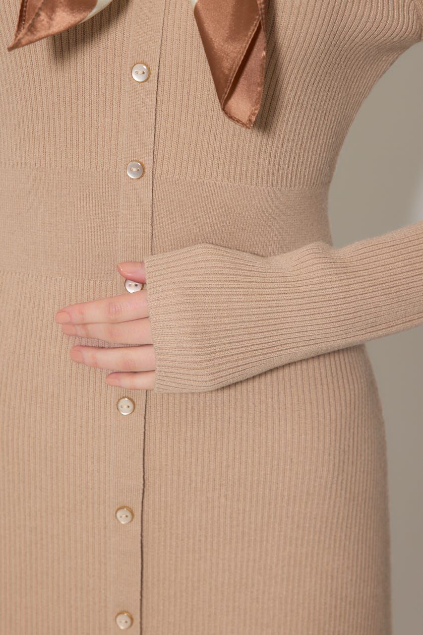 rienda「スカーフ付きマーメイドニットワンピース」|ワンピース|