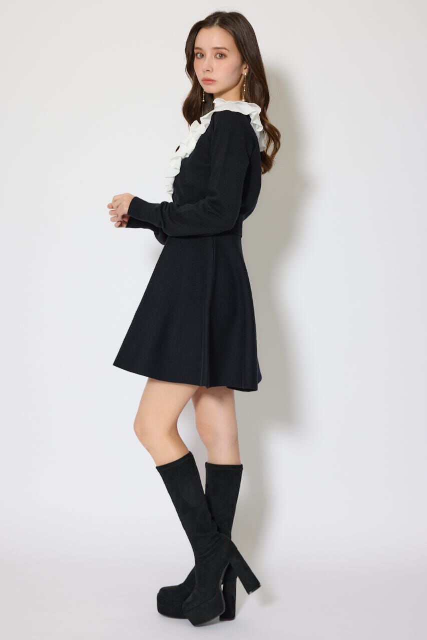 rienda「フリルカラーニットカーディガンセットワンピース」|ワンピース|