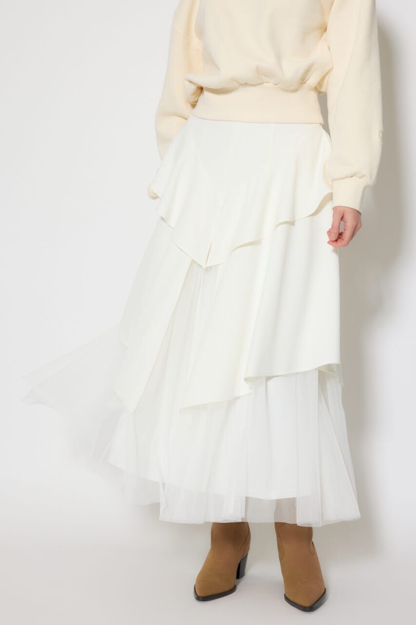rienda「チュールレイヤードラッフルジャストウエストスカート」|スカート|