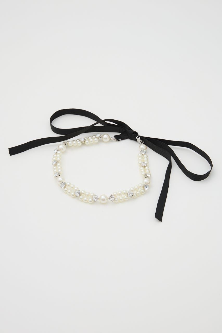 rienda「リボン付きフェイクパールチョーカー」|ネックレス|