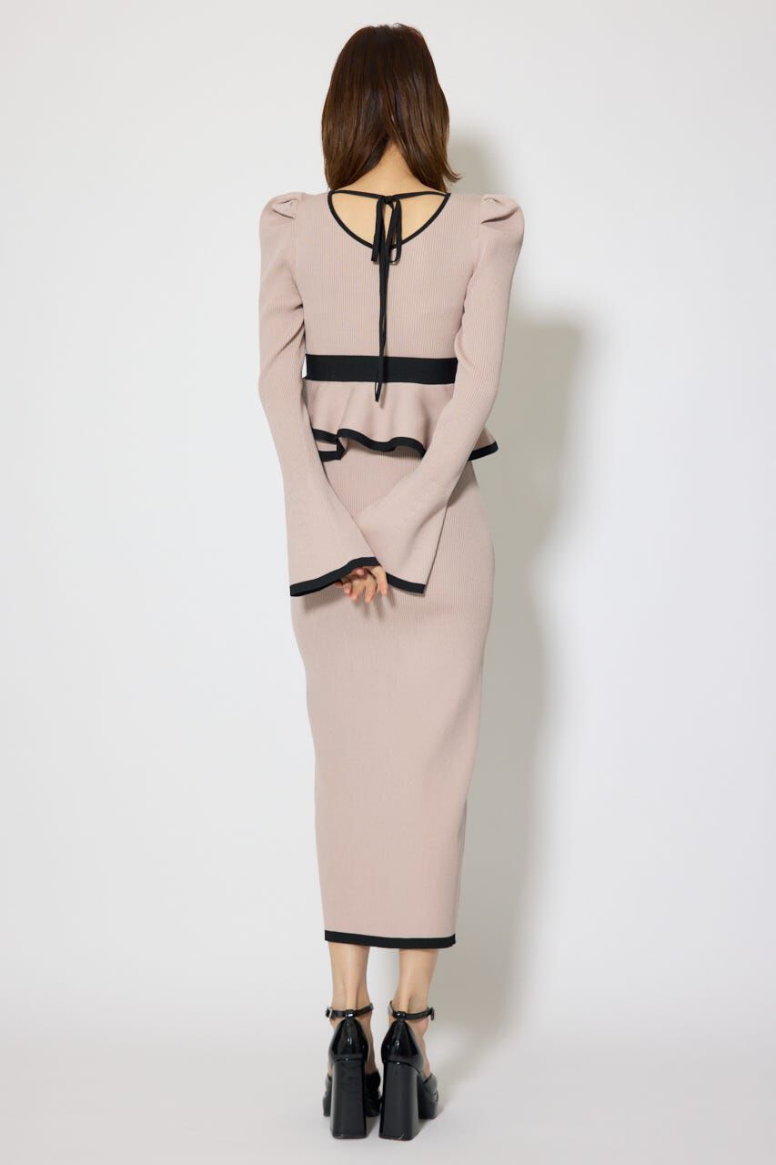 rienda「配色ペプラムタイトニットワンピース」|ワンピース|