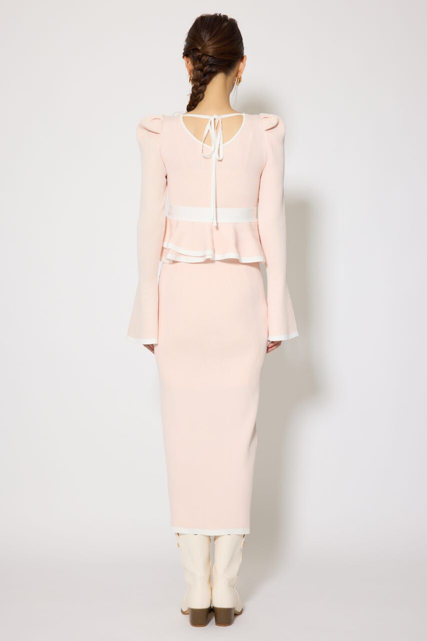 rienda「配色ペプラムタイトニットワンピース」|ワンピース|