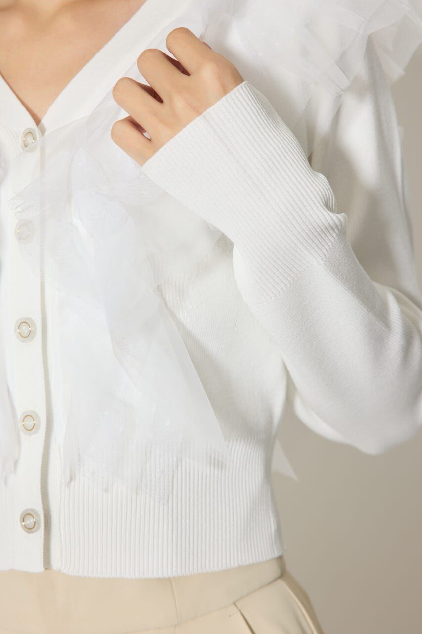 rienda「フリルチュールニットカーディガン」|Tシャツ・カットソー|