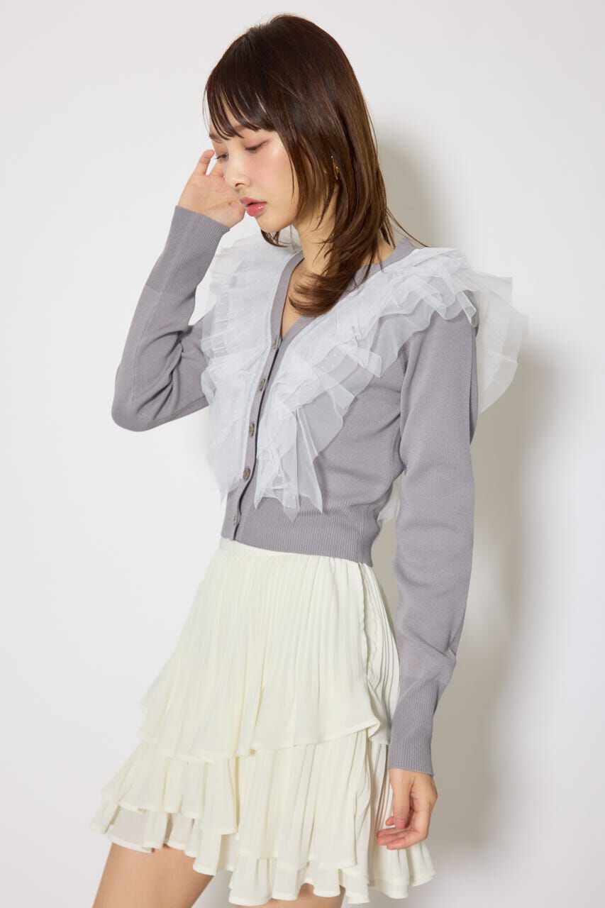 rienda「フリルチュールニットカーディガン」|Tシャツ・カットソー|
