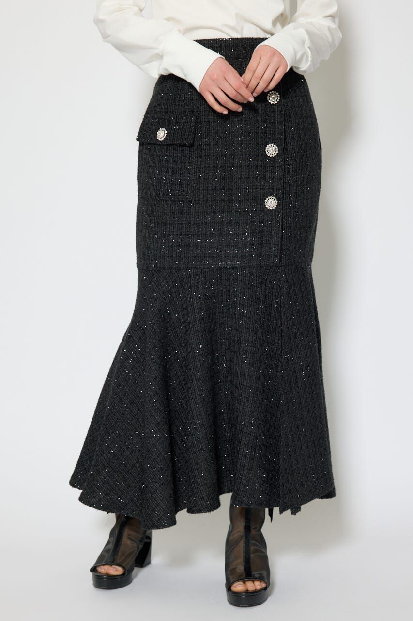 rienda「ラップスリットツイードマーメイドスカート」|スカート|