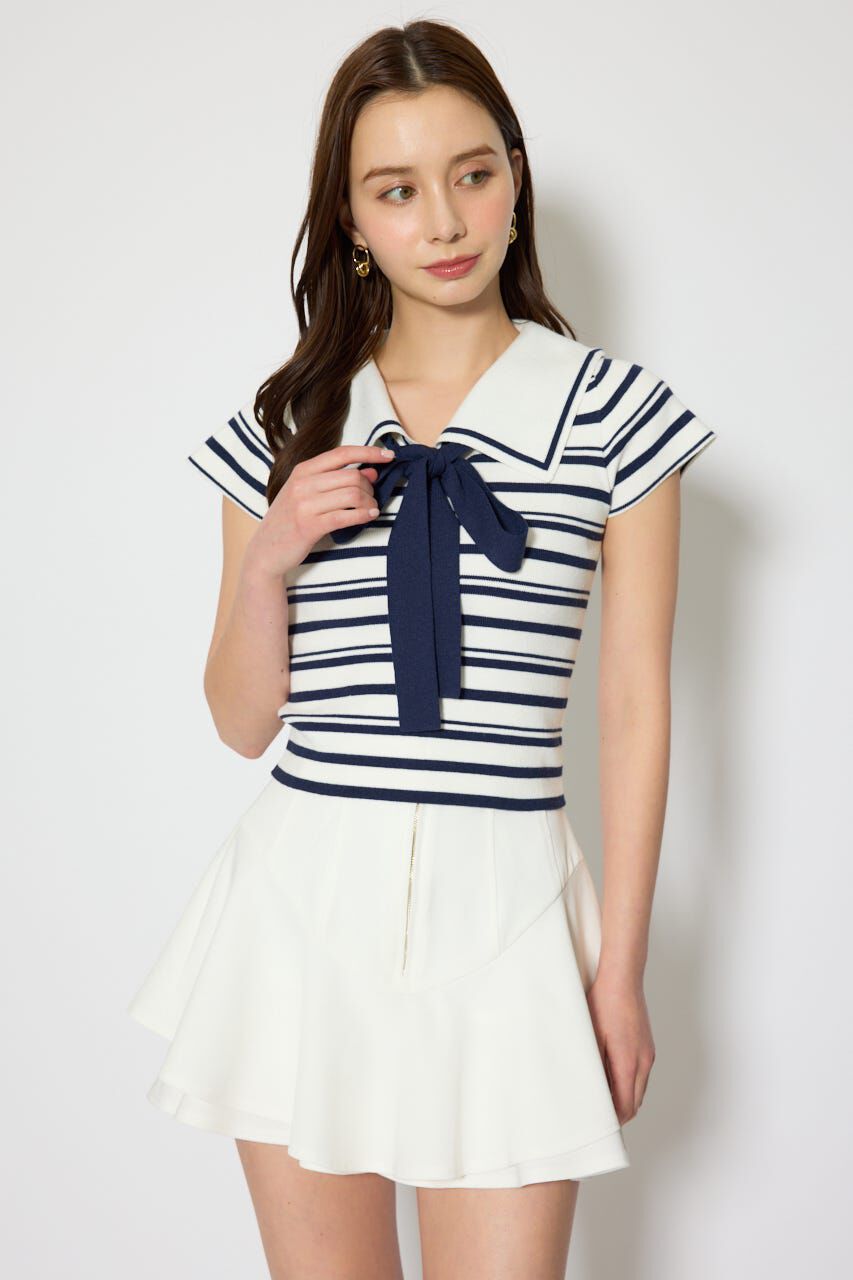 rienda「セーラーカラーデザインニットトップス」|ニット・セーター|