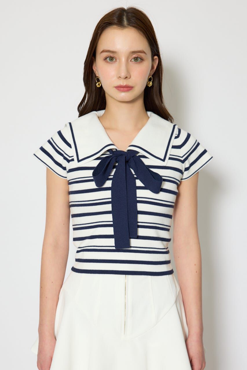 rienda「セーラーカラーデザインニットトップス」|ニット・セーター|