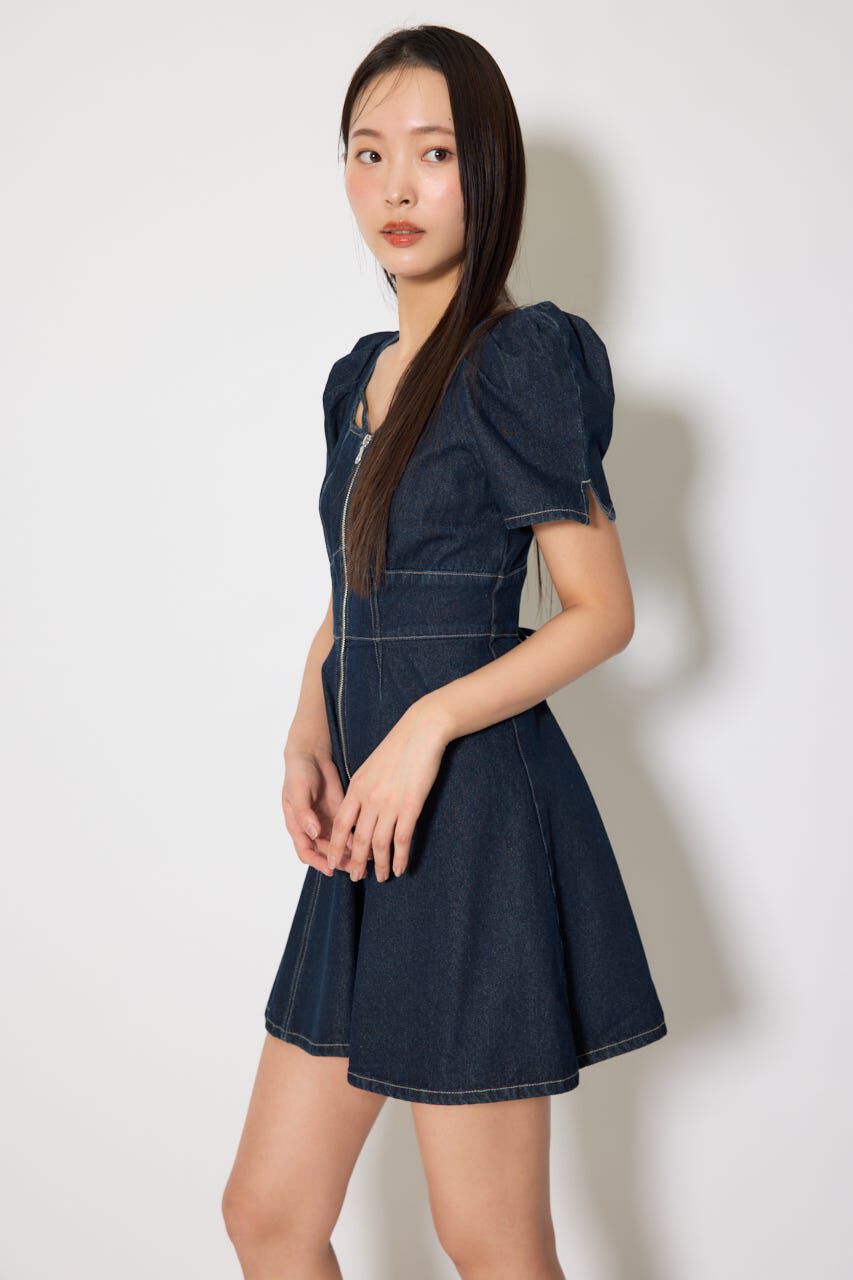 rienda「フロントジップマーメイドデニムミニワンピース」|ワンピース|